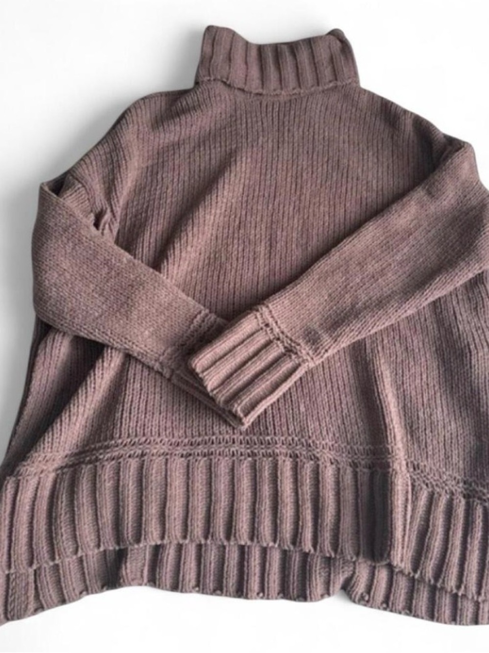 aerie Dusty Mauve Ribbed Turtleneck Sweater